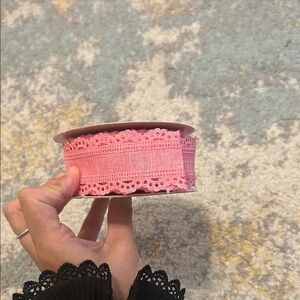 Pink Lace Trim Ribbon